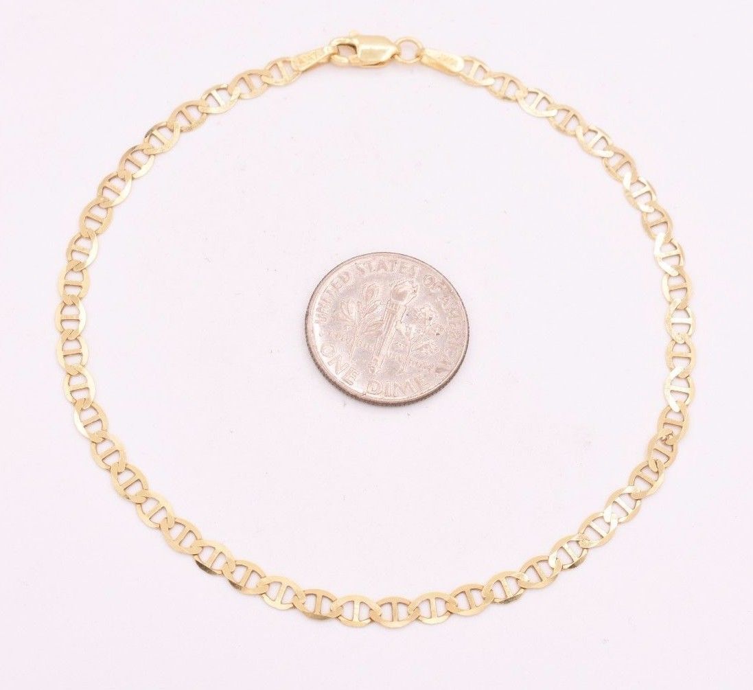 Solid Mariner Anchor Gucci Link Chain Bracelet Real 10K Yellow Gold ALL SIZES