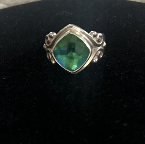 SAJEN Sterling Silver & Caribbean Blue Quartz Cocktail Ring Size 7
