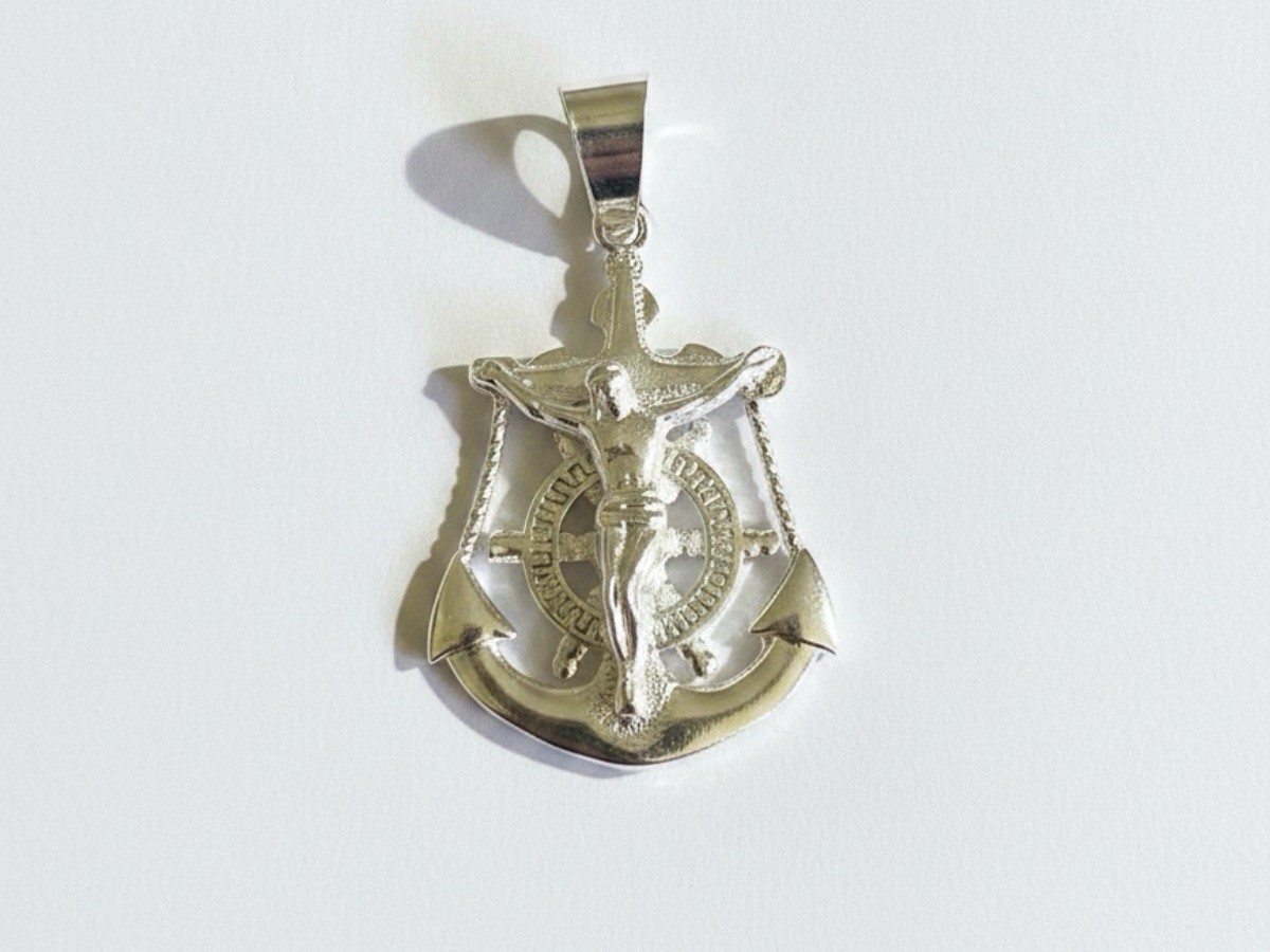 Silver Tone Nautical Anchor Charm Pendant w/ Bail, Asymmetrical Metal No Stone