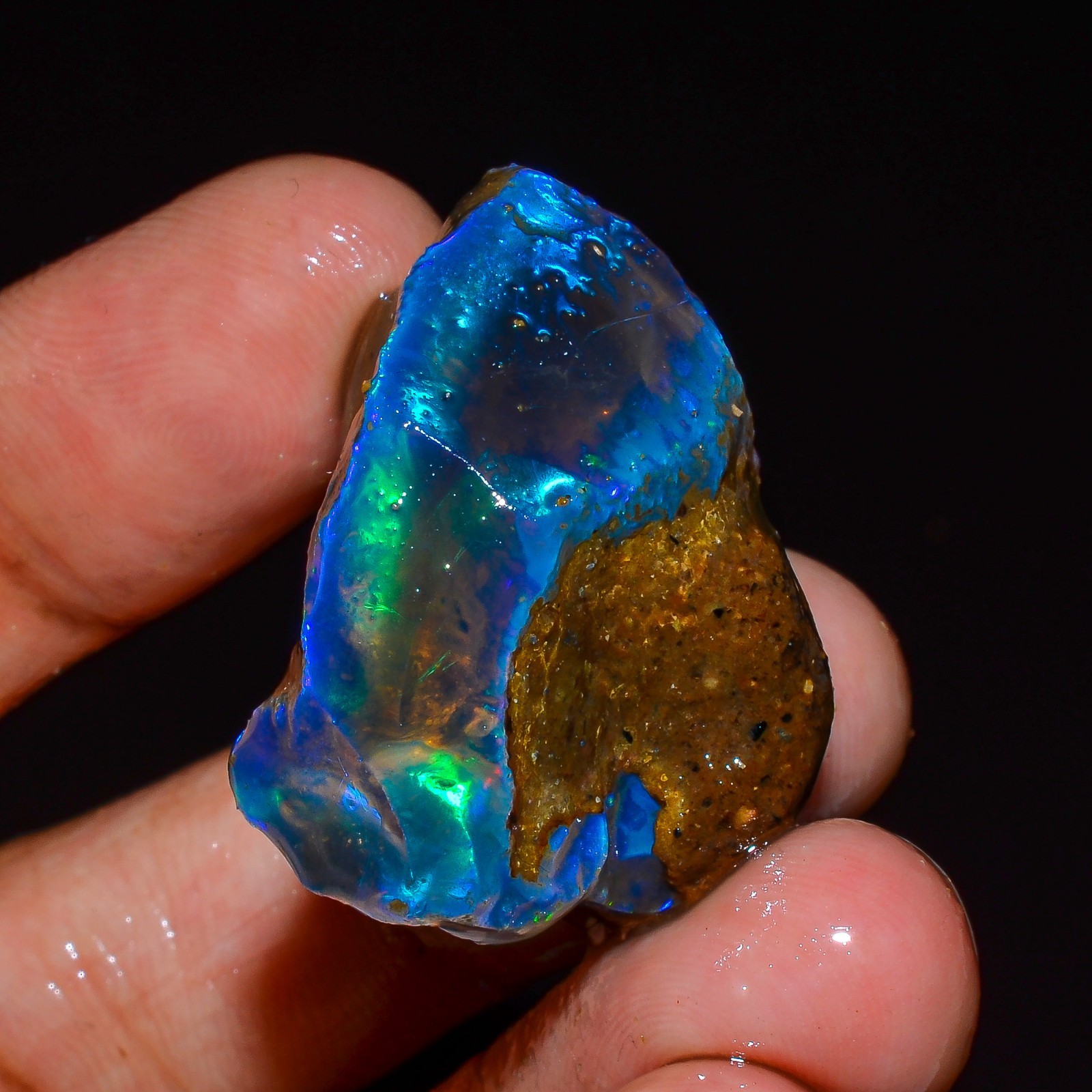 Beautiful Top Grade-100%Natural Welo Fire Ethiopian Oil Opal Rough-53.00 Carat