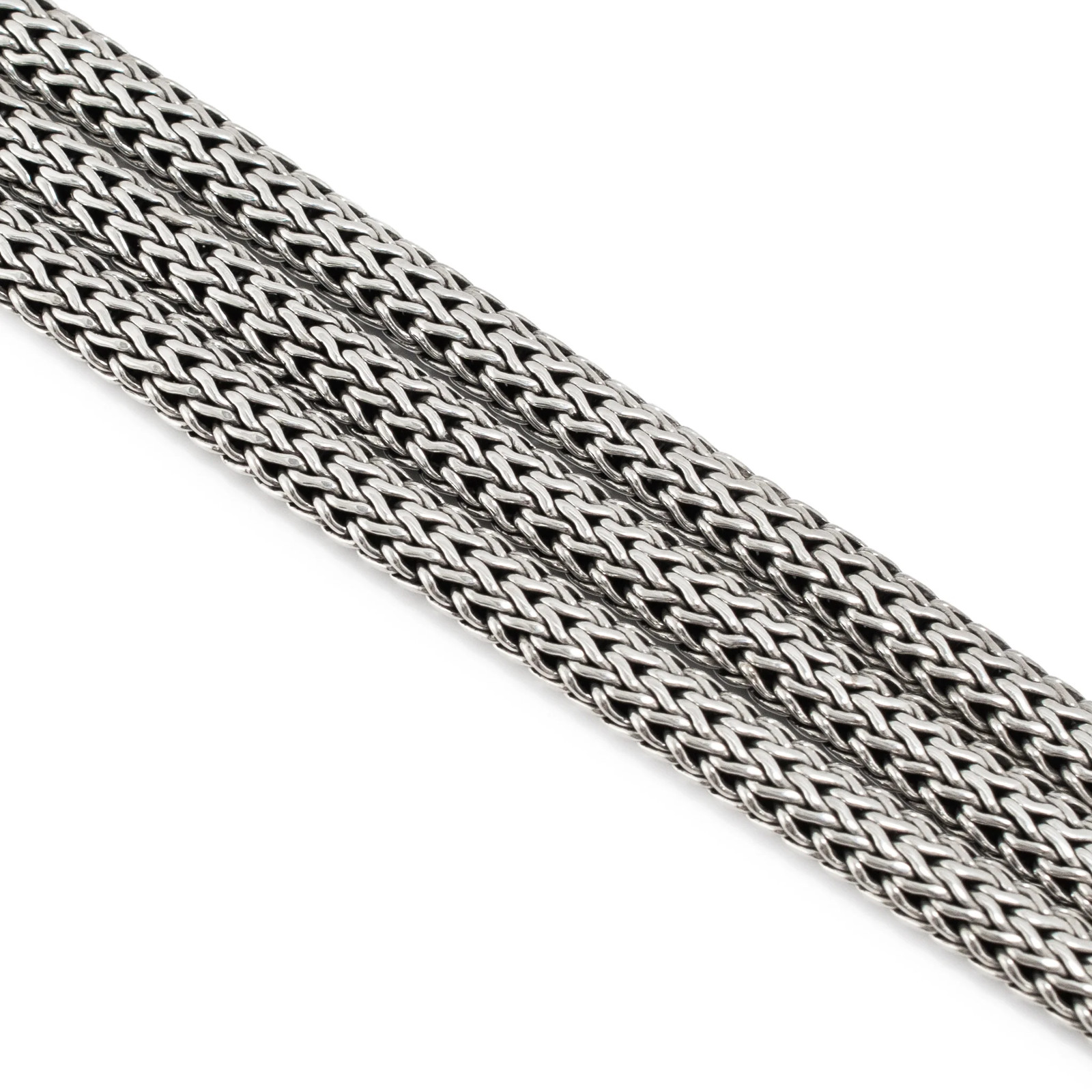 Unisex Retired John Hardy Sterling Silver Woven Chain Pusher Clasp Link Bracelet