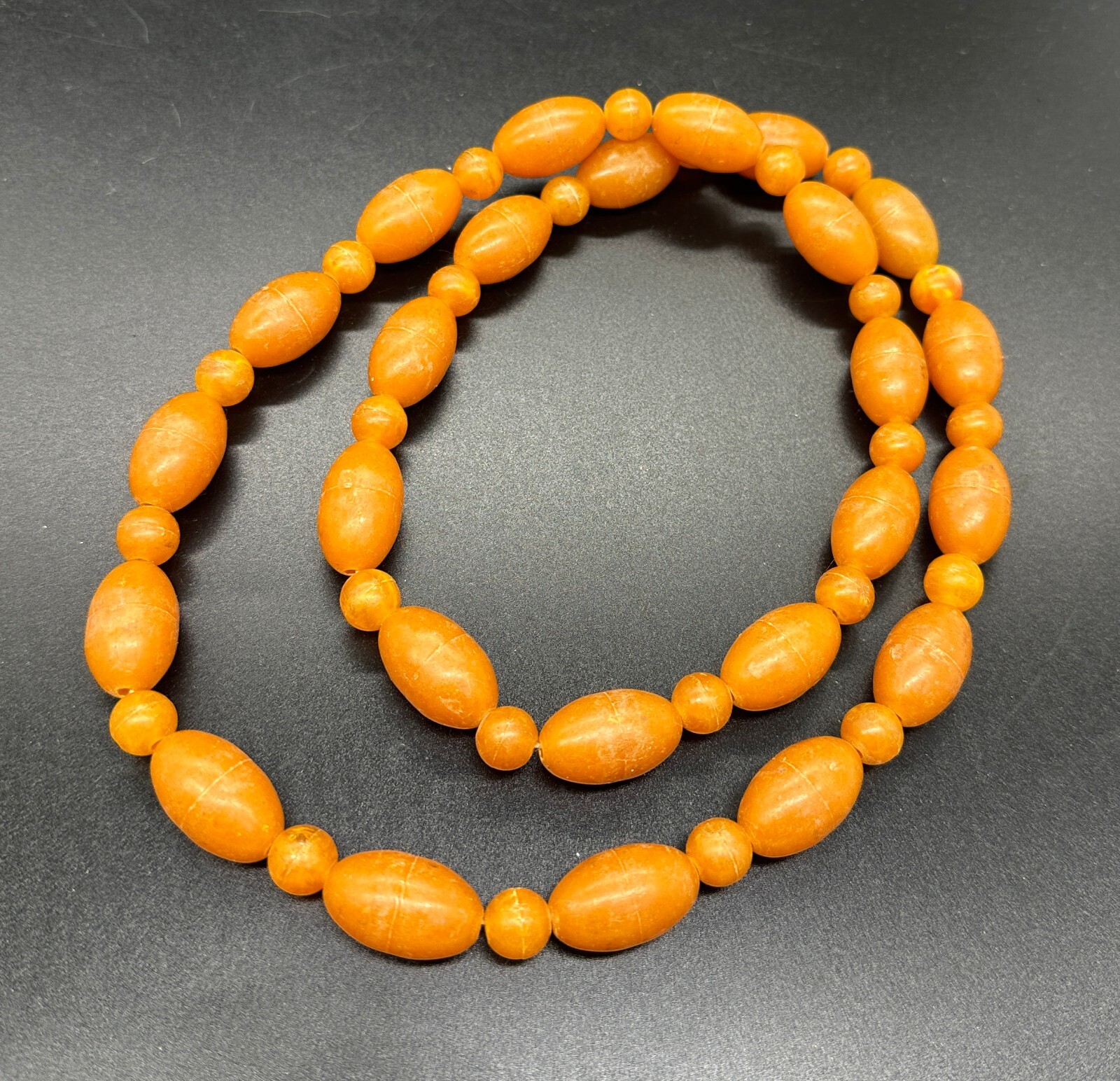 🙌Vintage plastic beads amber color imitation Length 40 cm (15.7 inches)ЮБ9
