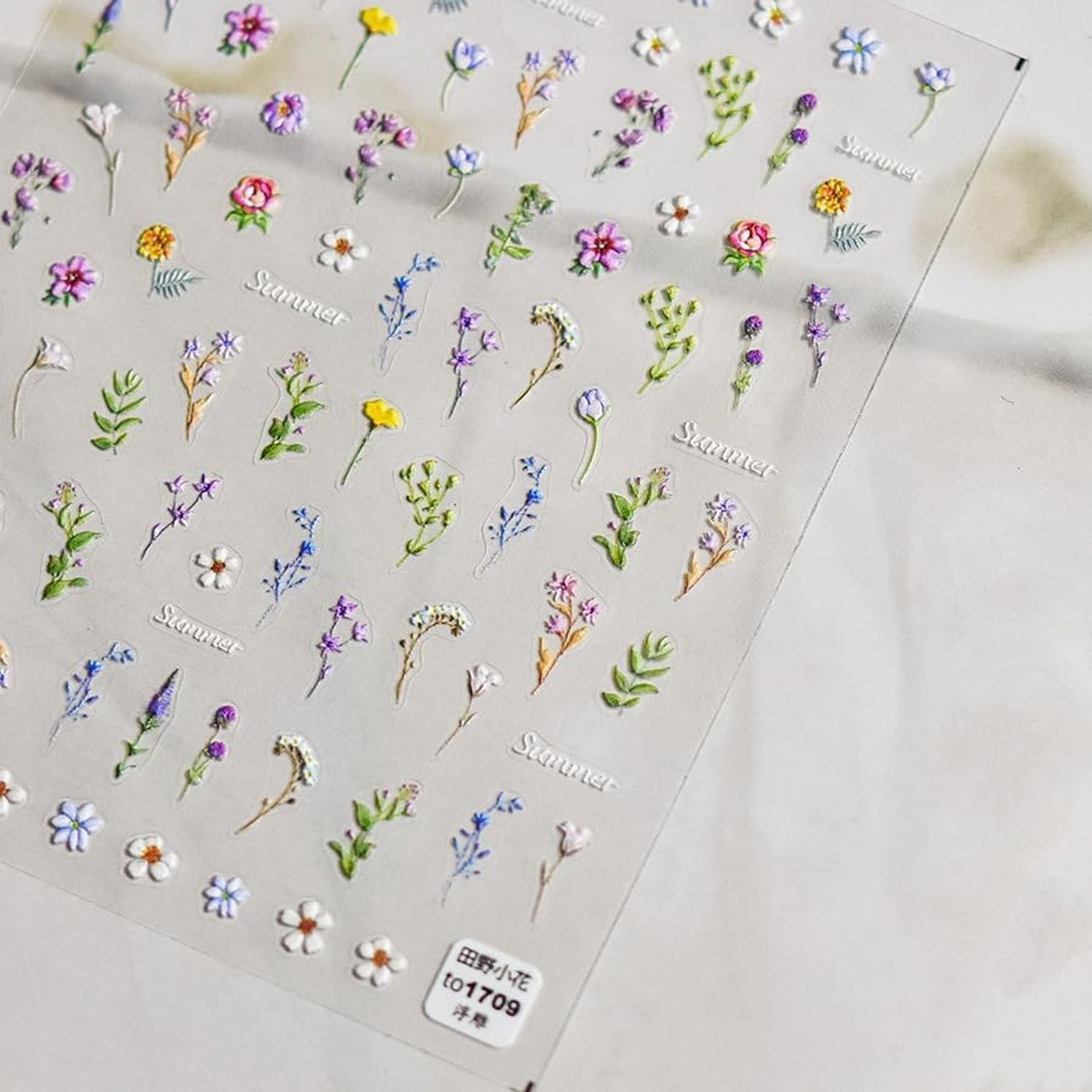 Flower Nail Stickers Summer Floral Leaf Plant 5D Embossed Nail Decals Spring …