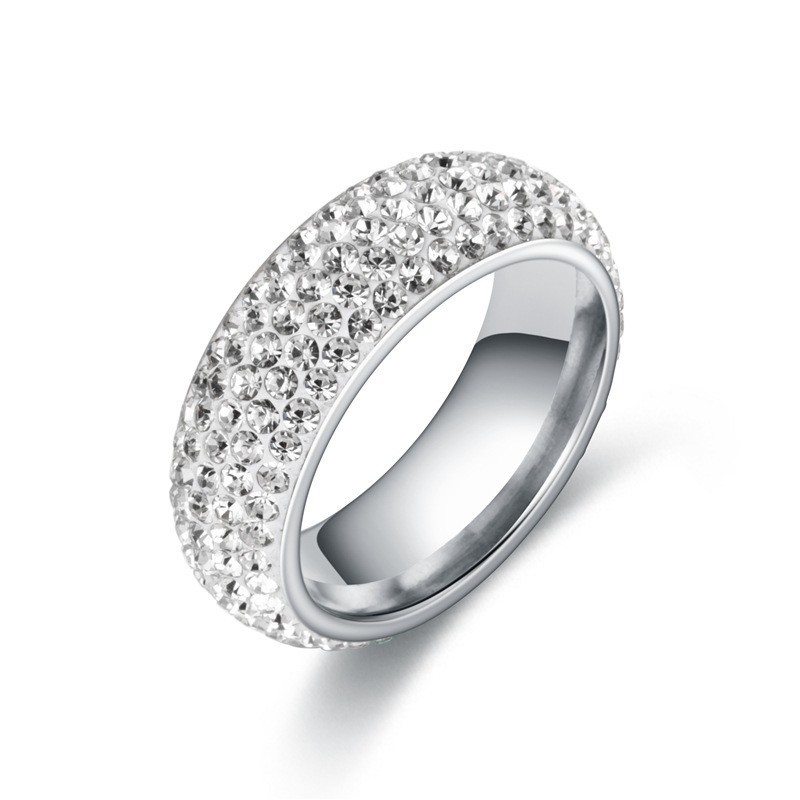 4PCS Fashion Stainess Steel Pave Rhinestone Wedding Couple Rings