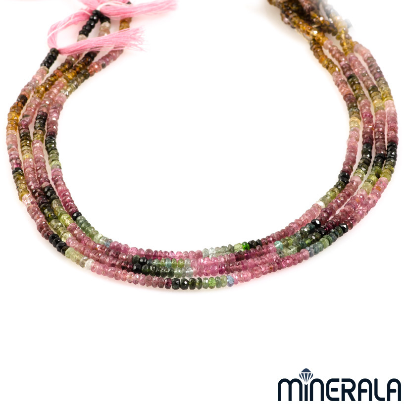 NATURAL TOURMALINE GEMSTONE FACETED ROUNDELLE 3.5mm BEADS 15″ STRAND