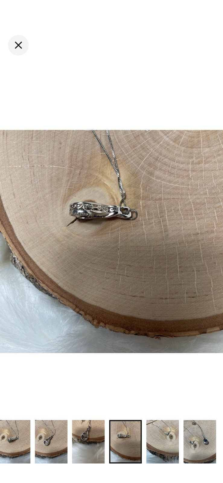 Silver Tone Teardrop Filigree Pendant Necklace Blue Round Stone Box Chain