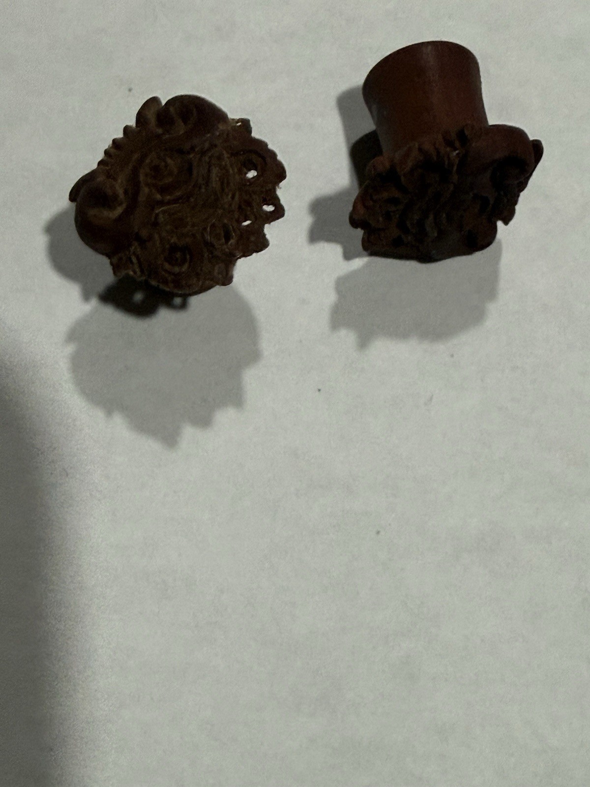 00G 10mm Hand Carved Sono Wood Dark Magic Amulet Face Organic Ear Plugs Pair