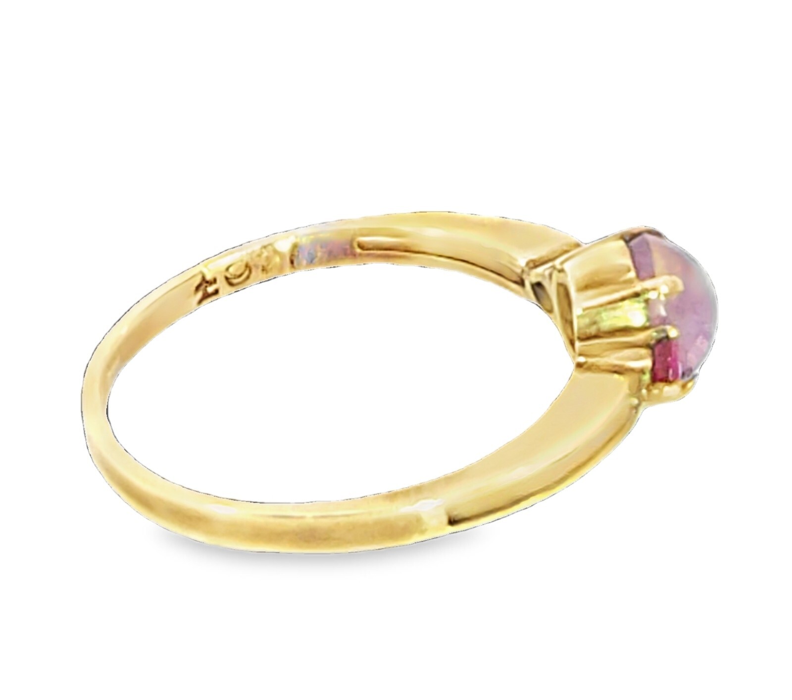 Pink Star Sapphire and Ruby Natural Genuine Gemstone ,14 kt yellow Ring H70