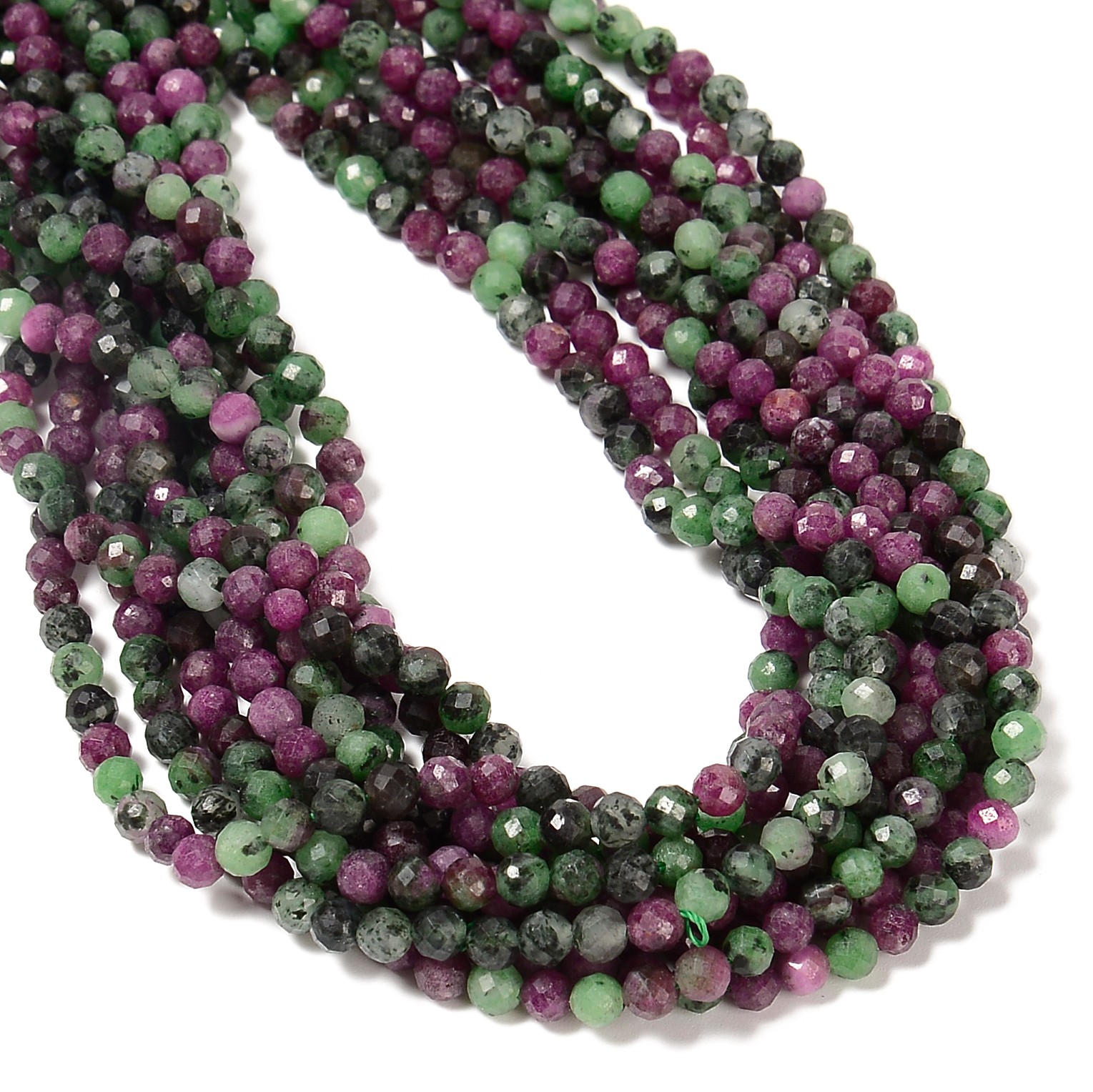Natural AA Ruby Zoisite Faceted Round Beads Size 4mm 15.5″ Strand