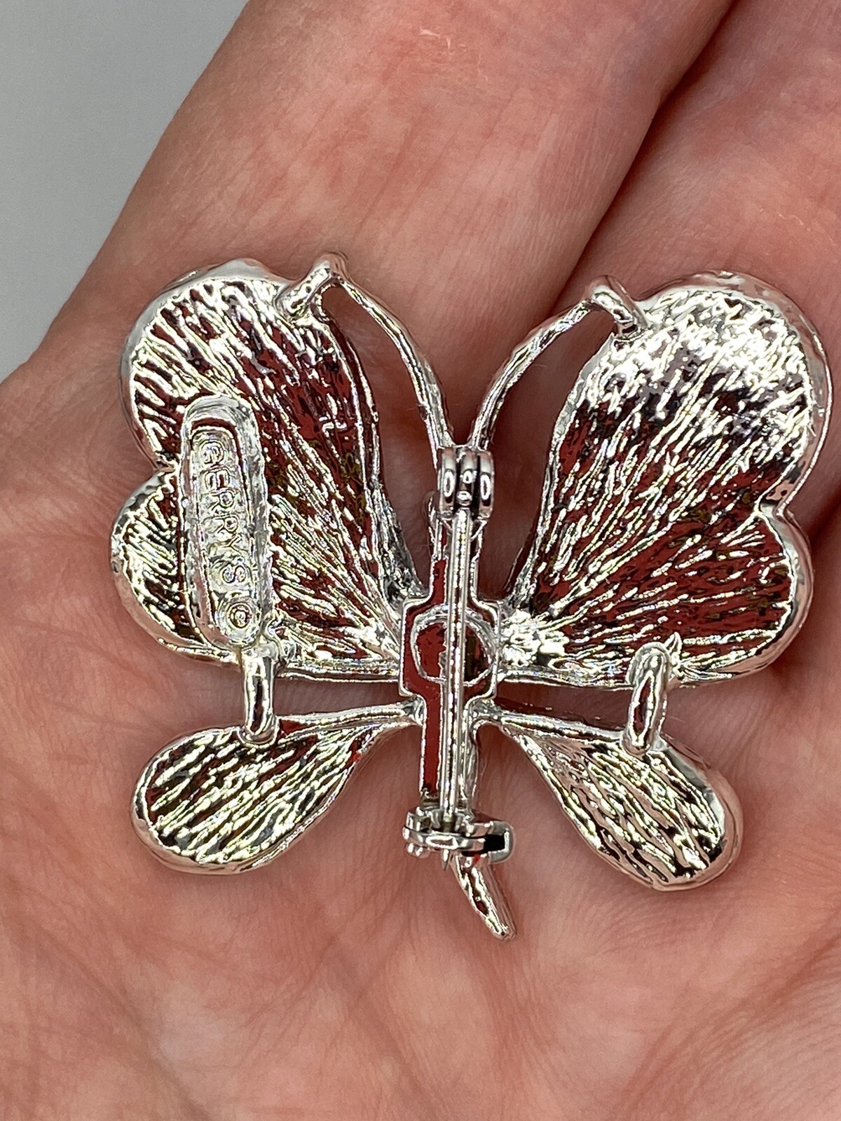 Vintage Signed Silver Tone Figural Gerry’s Butterfly Brooch Pin 1.5” X 1.5”