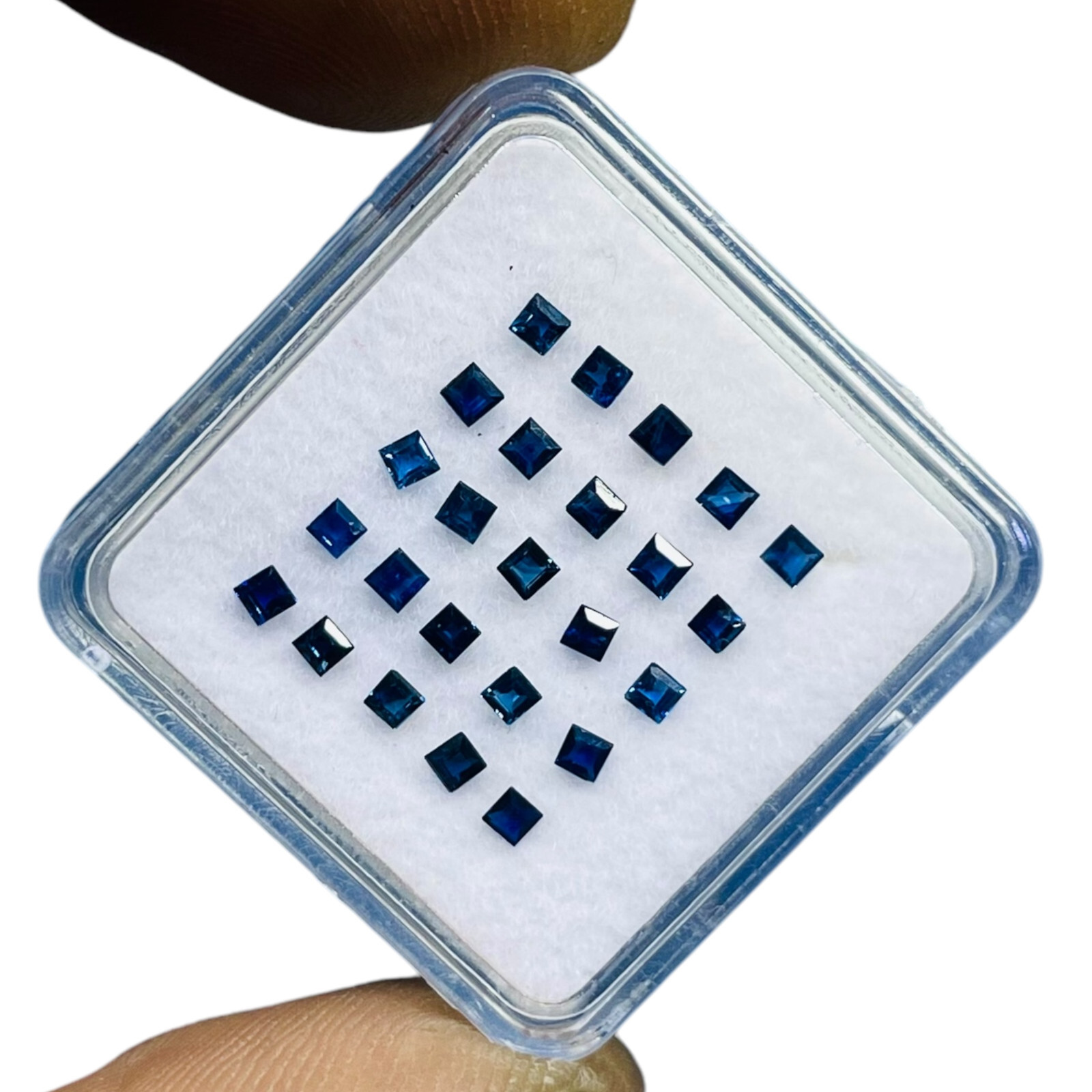 VVS 25 Pcs Natural Ceylon Blue Sapphire 1.7mm Square Cut Loose Gemstones Lot
