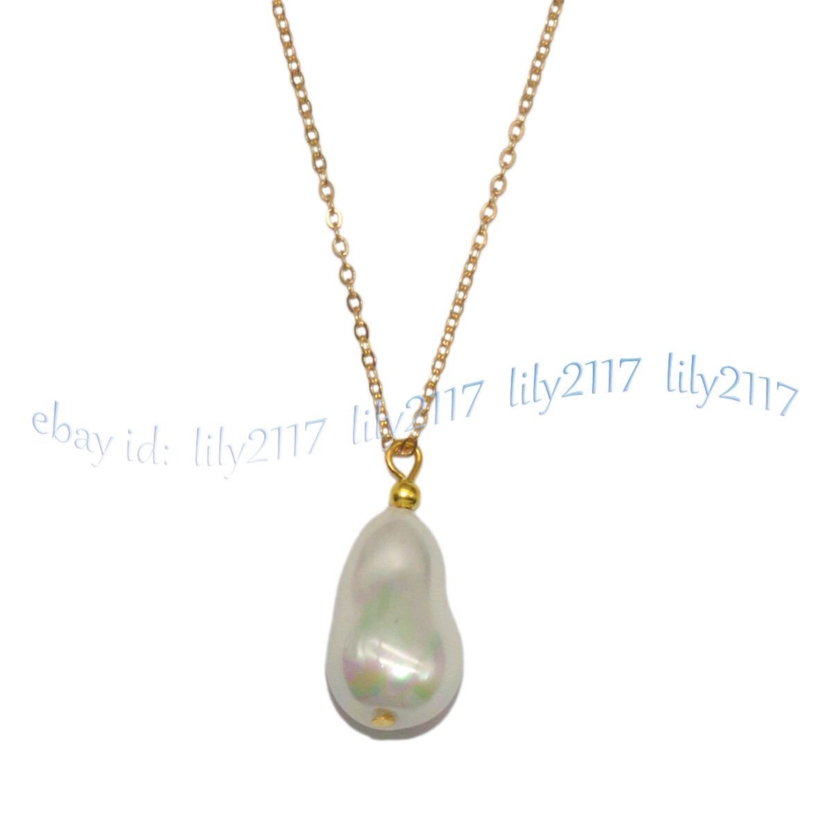 12x20mm White South Sea Baroque Shell Pearl Pendant Necklace Earrings Gold Chain