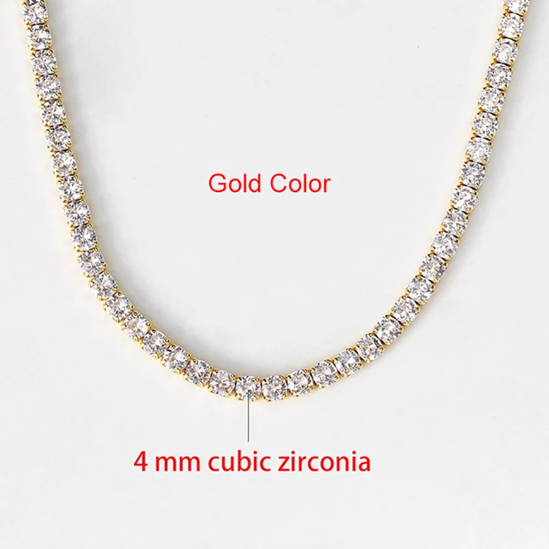 Crystal Tennis Choker Necklace Women Men Short Chain Hip Hop Modern Jewelry
