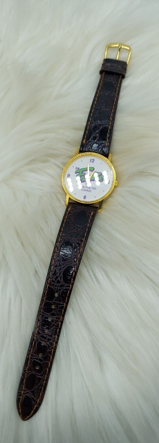 VINTAGE 1980’S R.W. FROOKIE THE GOOD FOR YOU COOKIE GOLD TONE WATCH~UNTESTED