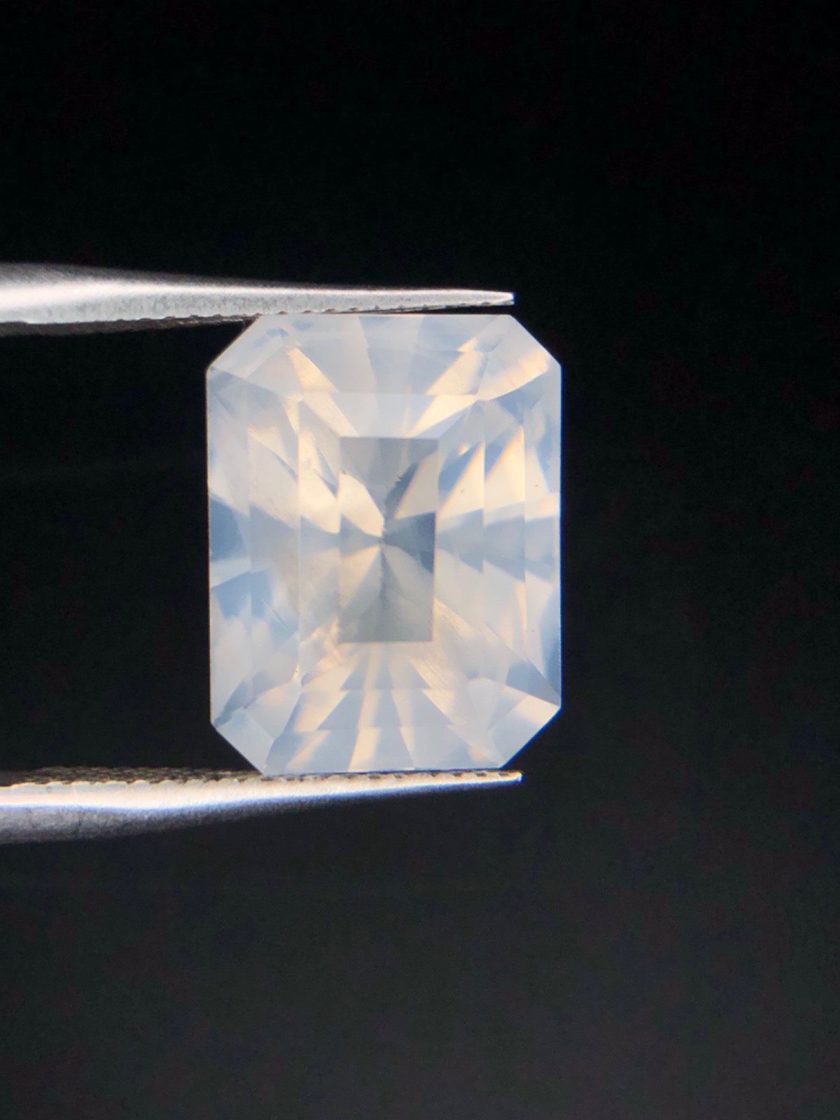 Natural Moon Quartz 8.01 Ct Emerald Cut White Loose Gemstone Africa Untreated