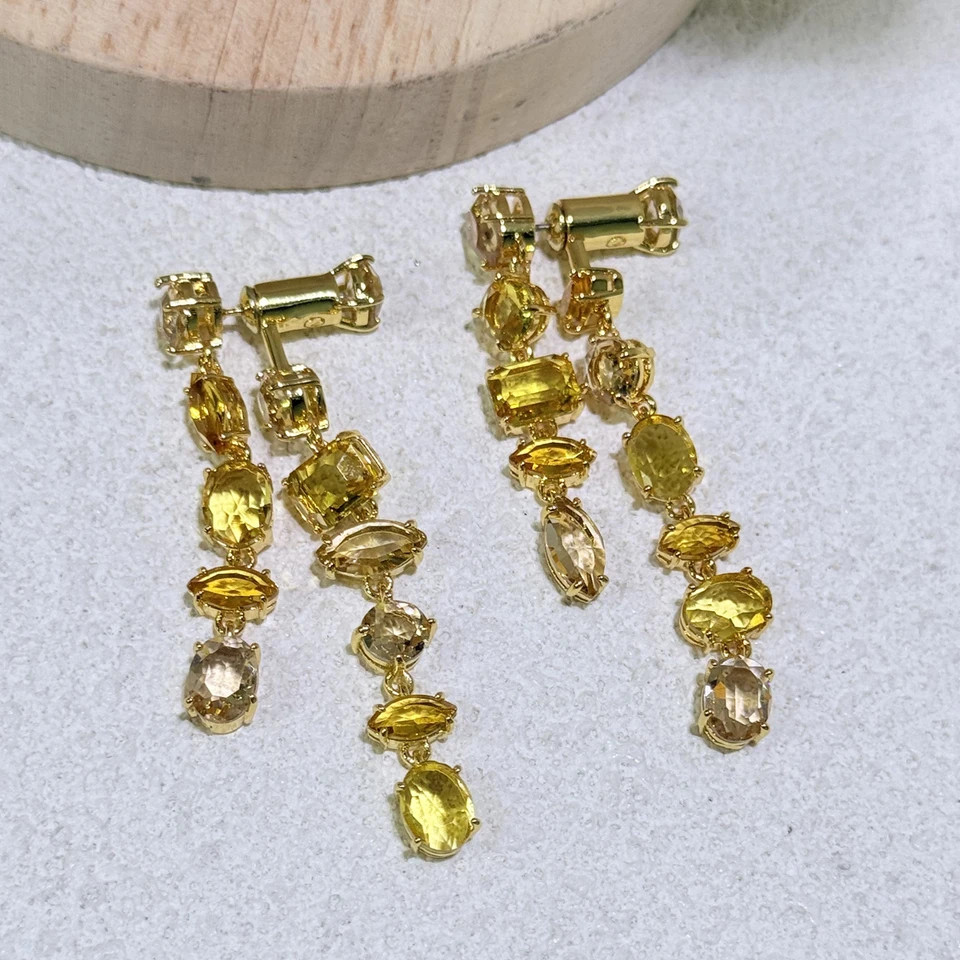 Candy Crystal Necklace Bracelet Earring Ring Set Gold Color Women Jewelry