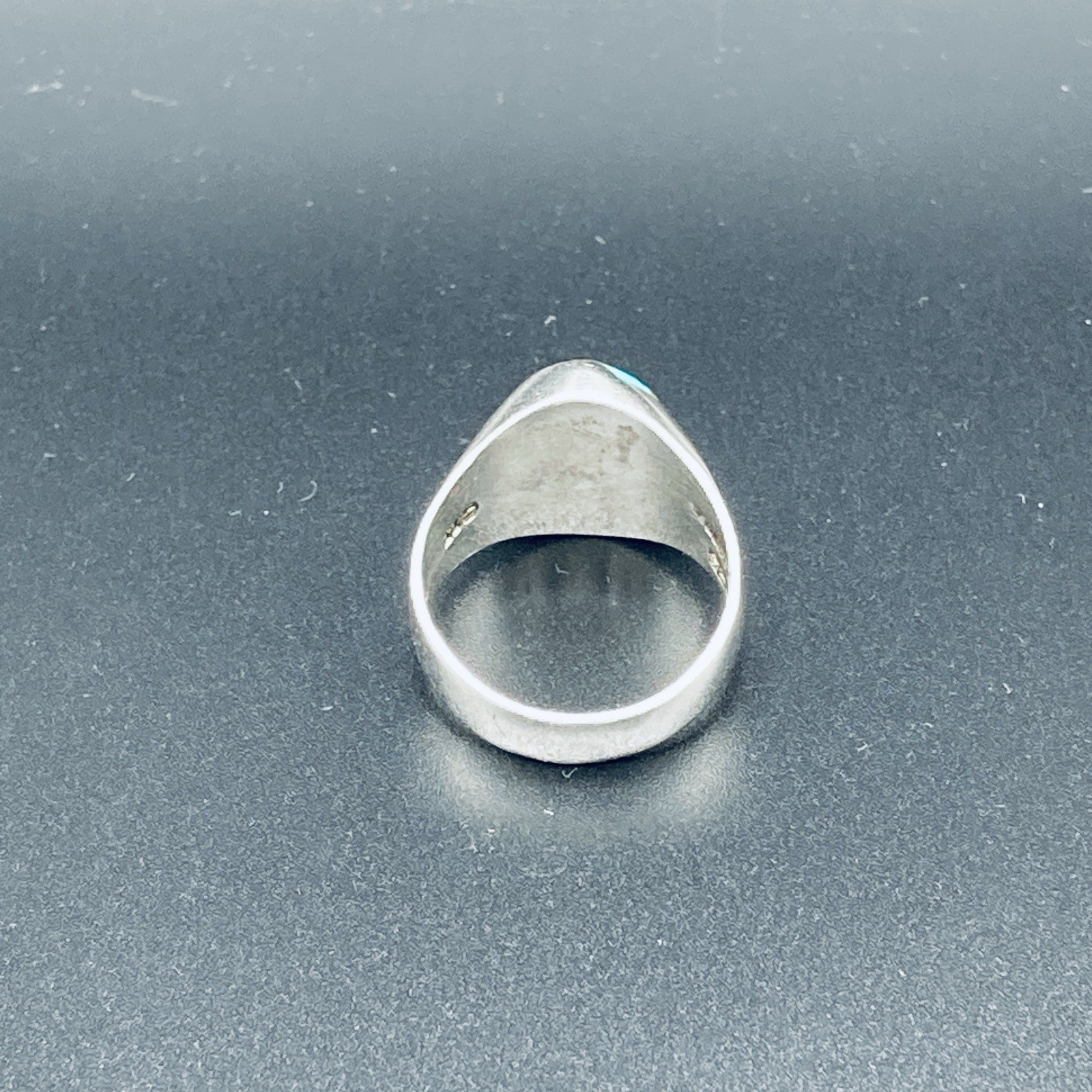 Vintage Taxco 925 Sterling Silver Turquoise Signet Ring Size 10 Linear Inlay 9g