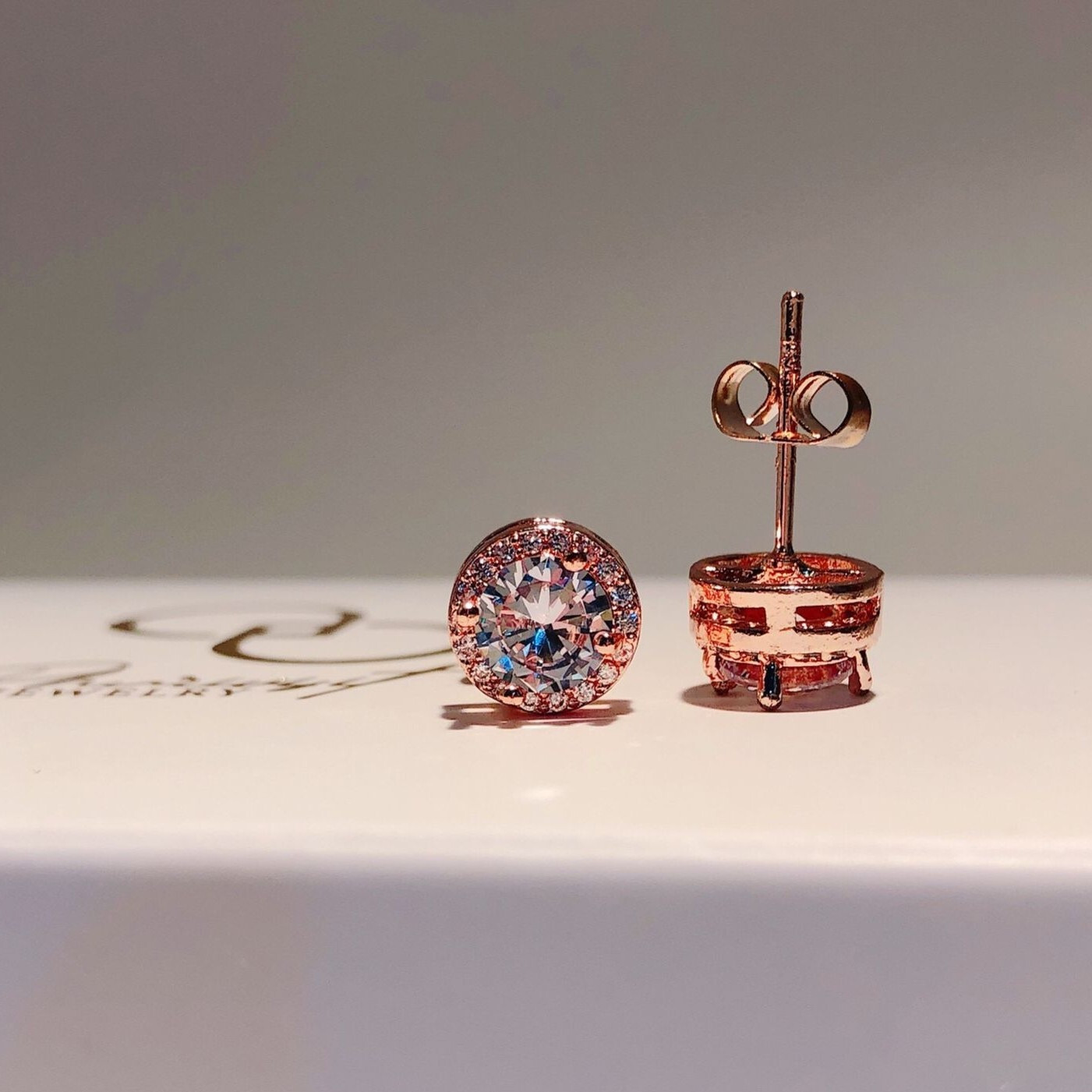 18k Rose Gold Diamond Earrings Free UK Delivery New