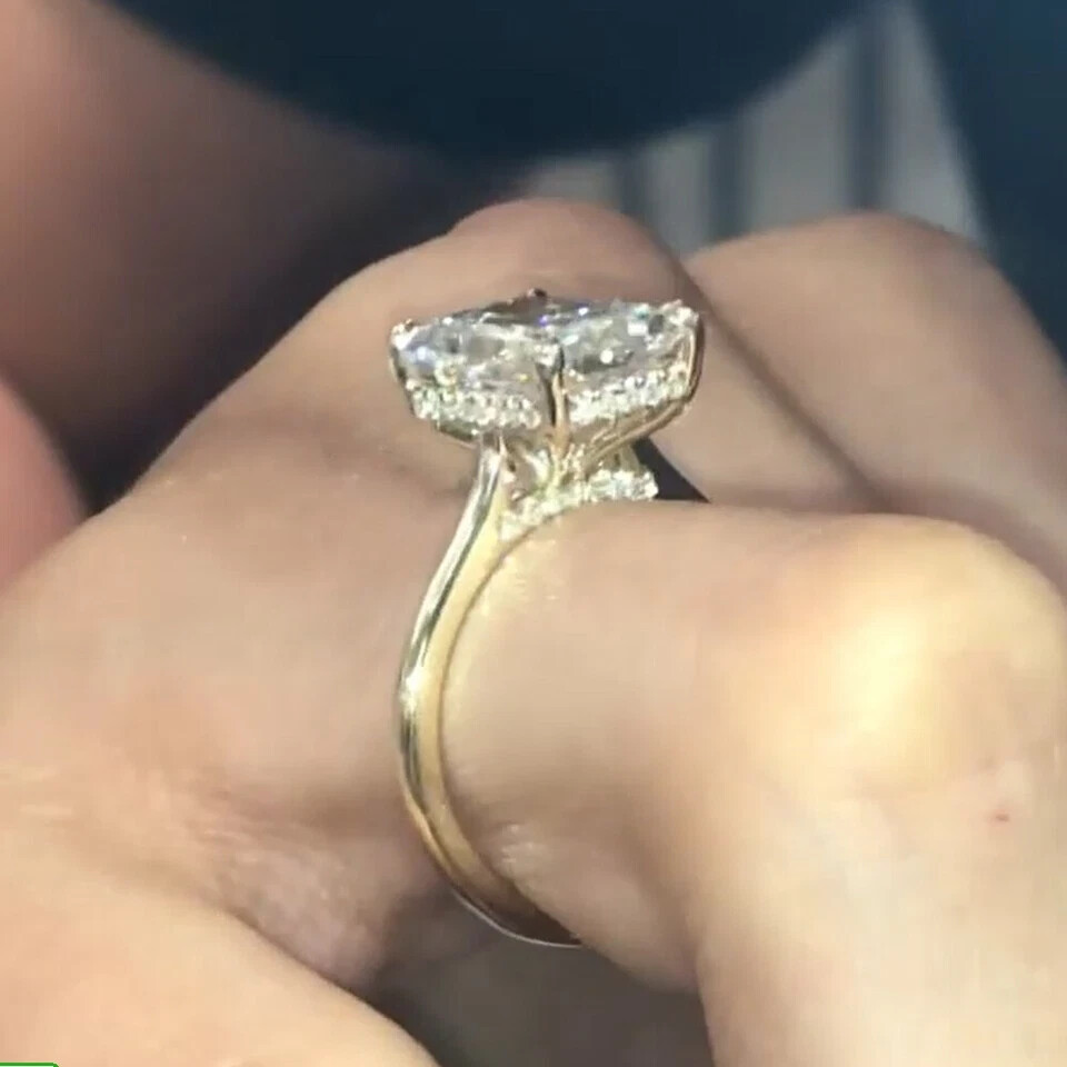 3.0Ctw Radiant Cut Moissanite Solitaire Engagement Ring 14k Yellow Gold Plated