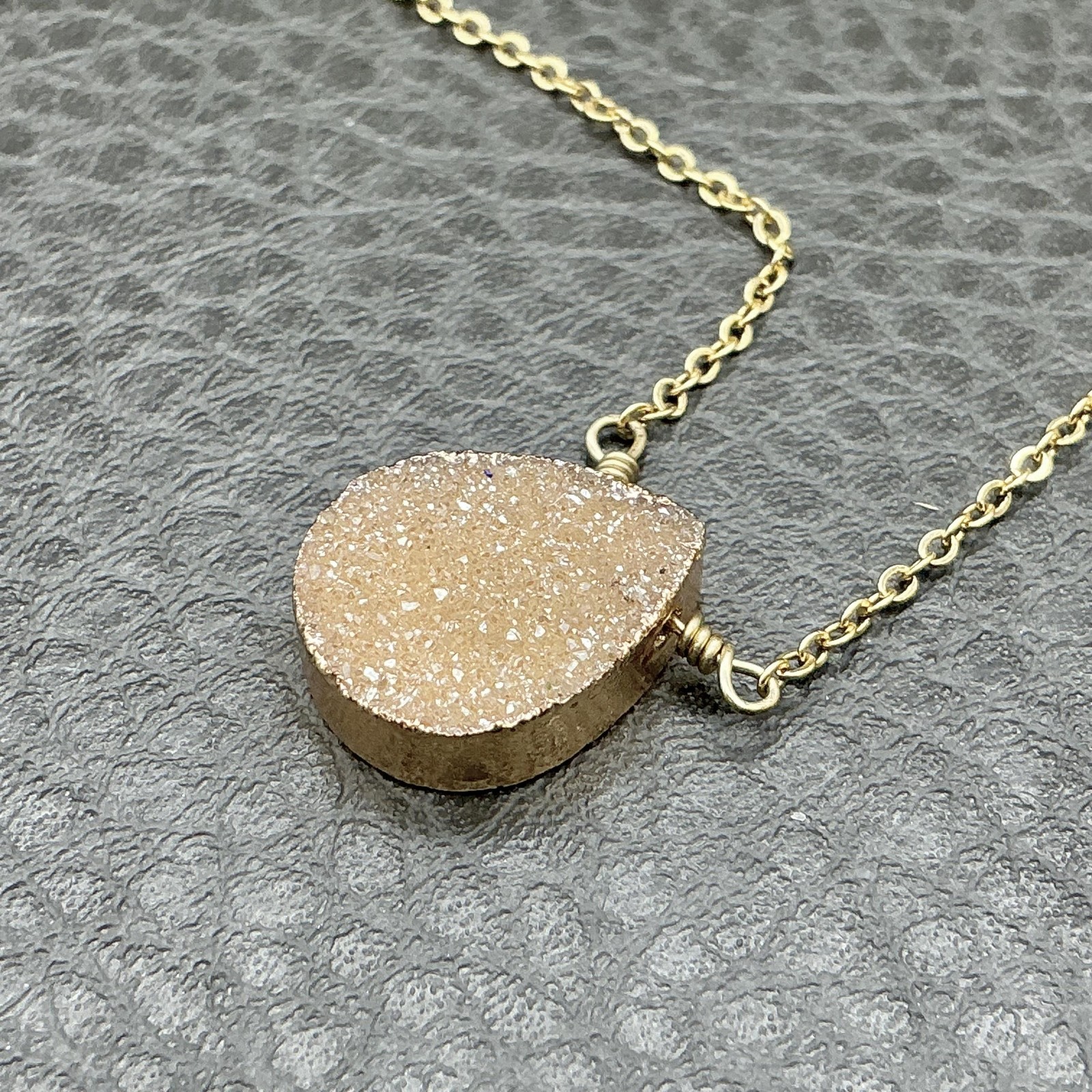 Luna Norte Necklace Gold Tone Drusy Quartz Teardrop Pendant 16 In Womens
