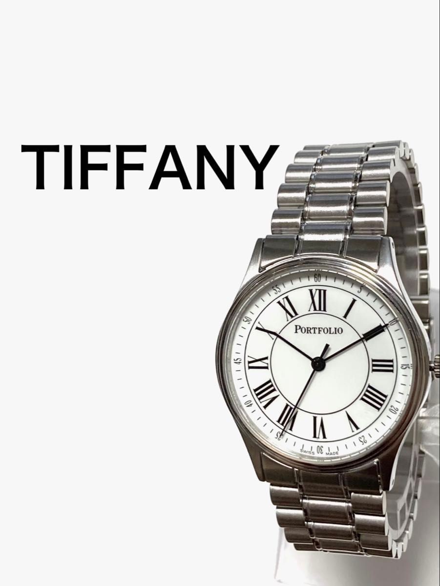 [B1P] Tiffany Portfolio Roman Index Mens Quartz Stainless Steel Watch [w9t]