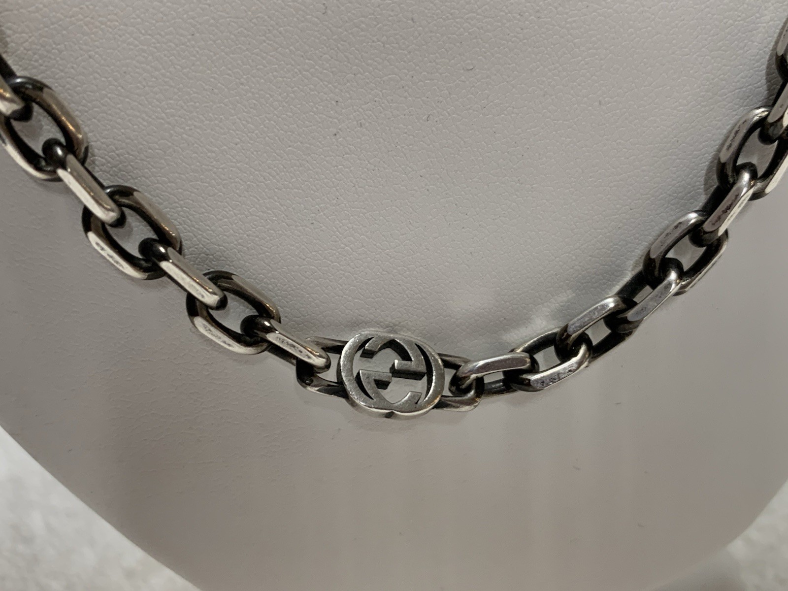 Gucci Sterling Silver 925 GG Interlocking G Link Chain Necklace (23″)