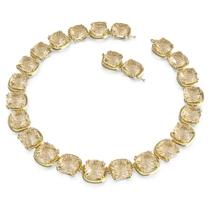 Candy Crystal Necklace Bracelet Earring Ring Set Gold Color Women Jewelry
