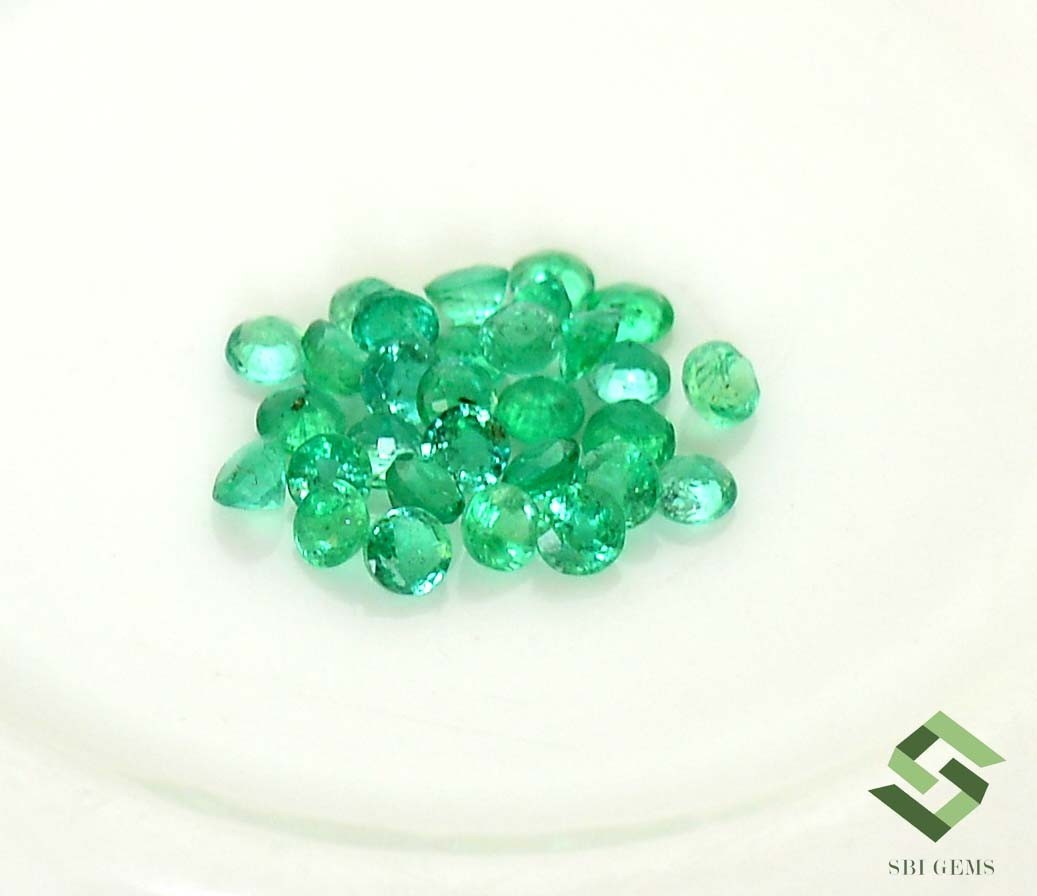 2.50 mm Natural Emerald Round Cut Lot 16 Pcs 1.01 CTS Zambian Loose Gemstones