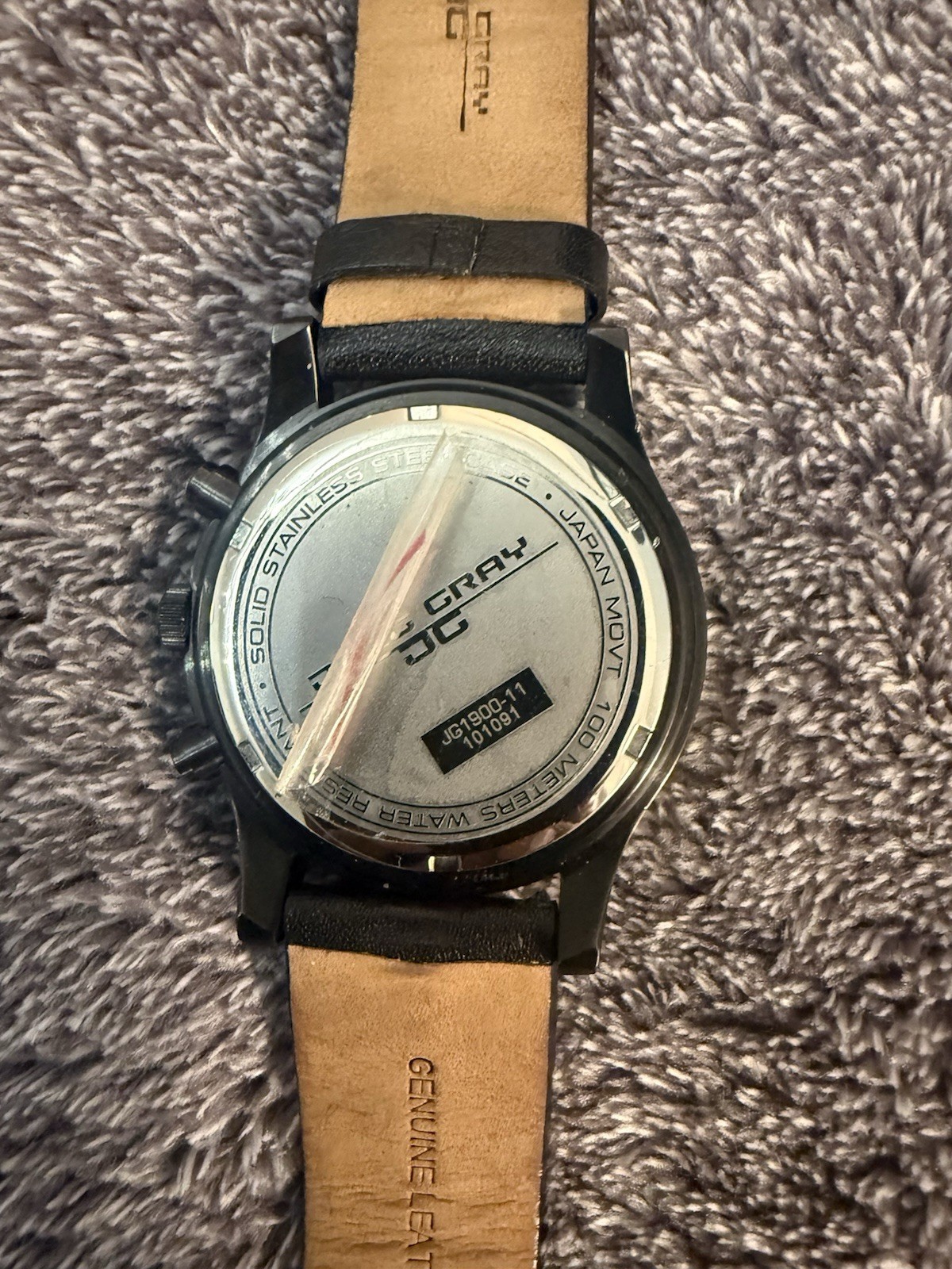 Jorg Gray Wristwatch Chronograph Black Yellow Dial Tachymeter Leather Quartz