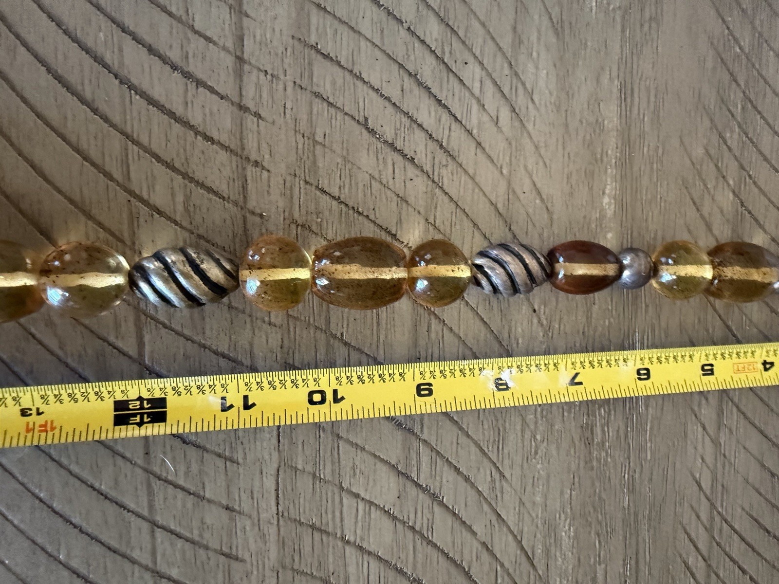 Taxco Sterling Silver 925 Amber Colored Art Glass Lrg Necklace 14.5” 177g Rare