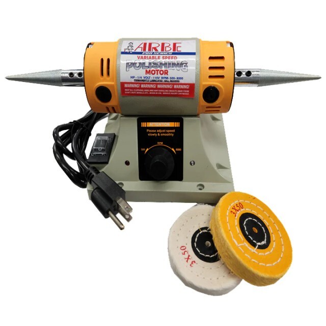 ARBE MINI VARIABLE SPEED POLISHING MOTOR w/ 2 3X50 BUFFS