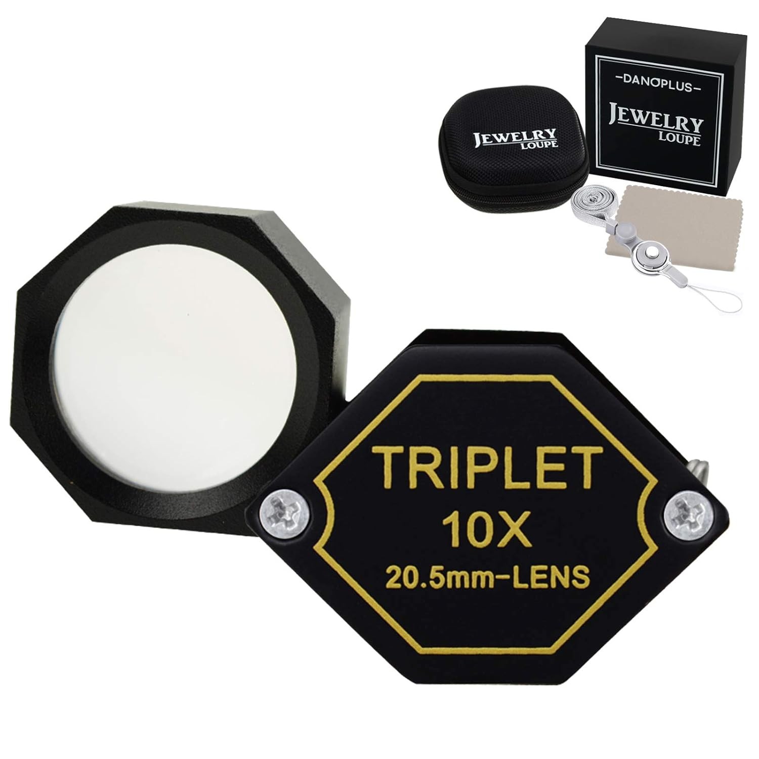 10x Magnifier Jewelry Loupe 20.5mm Triplet Lens Optical Glass Pocket Gem Magnify