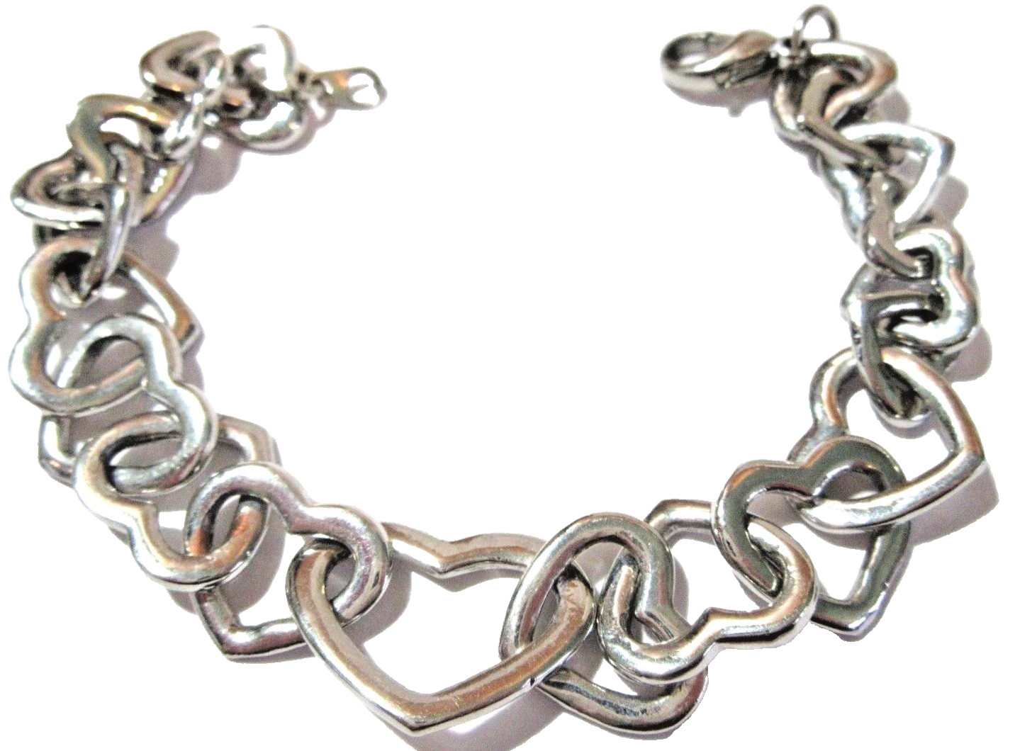 VINTAGE SMALL AND LARGER OUTLINE HEARTS UPSIDE DOWN / RIGHT SIDE UP BRACELET