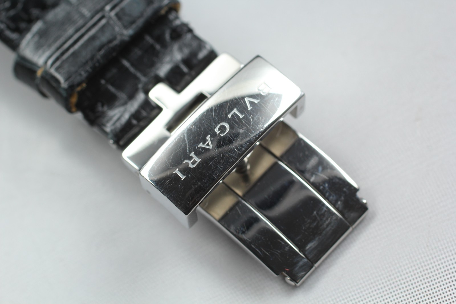 BVLGARI Assioma AA44S Black Dial Automatic Date Men’s Watch 34mm From JAPAN Box