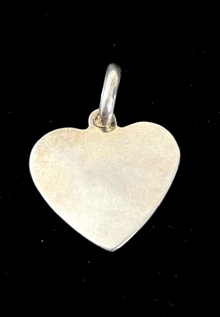 Vintage Sterling Silver 925 HEART Flat Disc Pendant Charm A 1″ x 1″ – 8.8 Grams