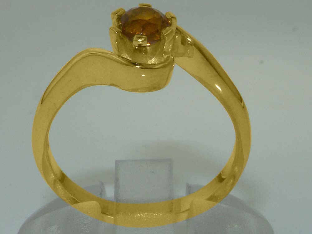 18k Yellow Gold Natural Citrine Womens Solitaire Ring – Sizes 4 to 12