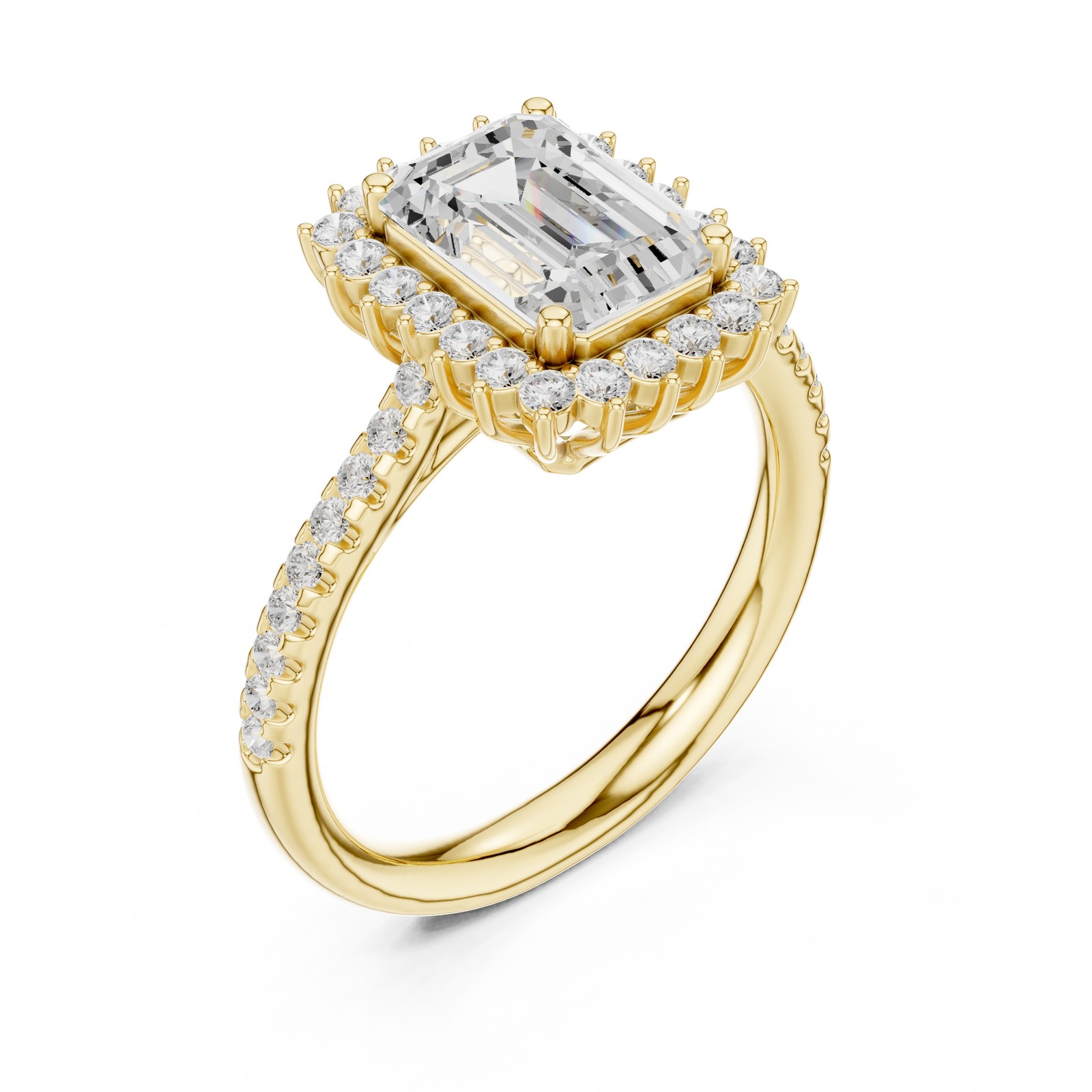 Certified Emerald Cut 2.3 Ct Lab Grown Diamond Engagement Ring 14K Gold Over