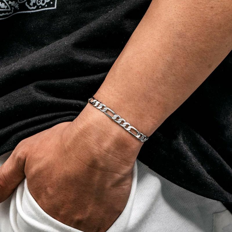 5.5MM Solid 925 Sterling Silver Figaro Bracelet Chain For Men & Women