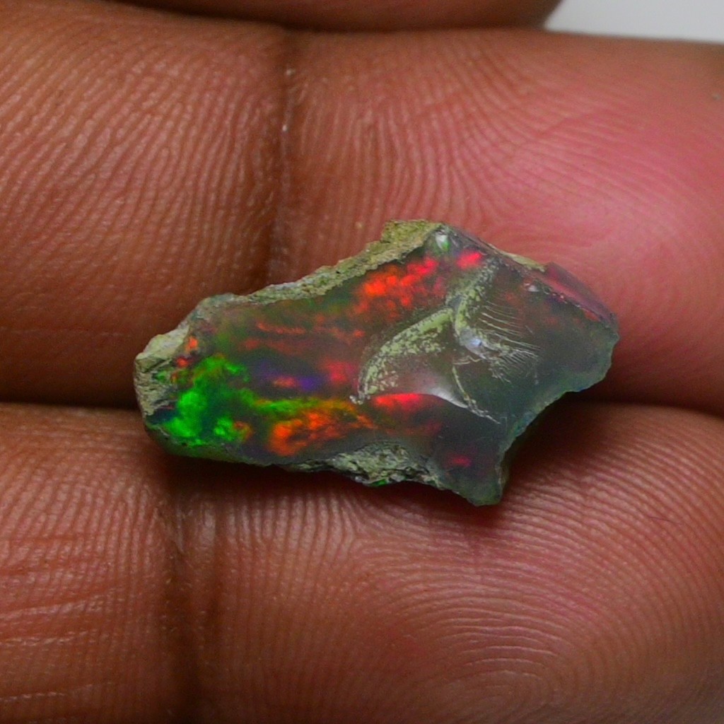Jewelry Grade Black Opal Rough 6.45 Cts, Natural Ethiopian Raw, Neon Fire Opal
