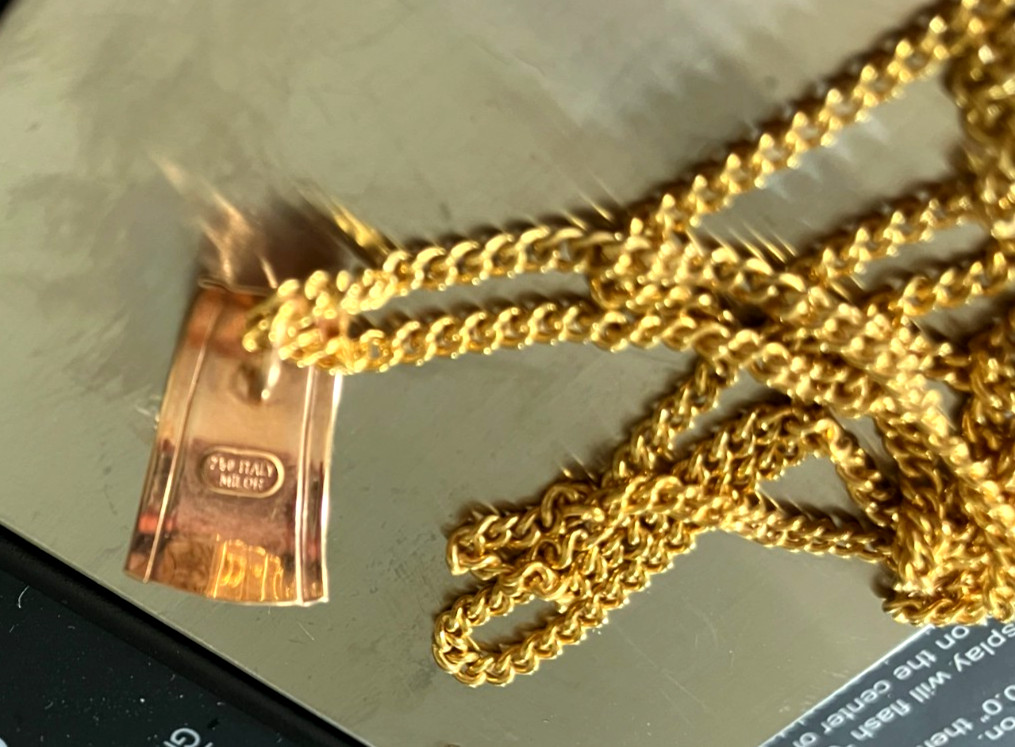 Modern 18k gold chain with pendant, approx 56 cm, 7 g, 750 gold, Italy