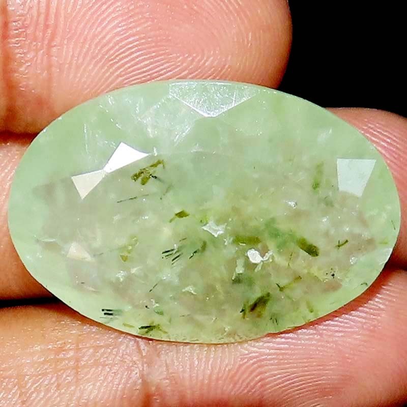 Gorgeous Prehnite Palm Stone Cabochon cts 47.80 size 24x34x9MM Oval Cut polish