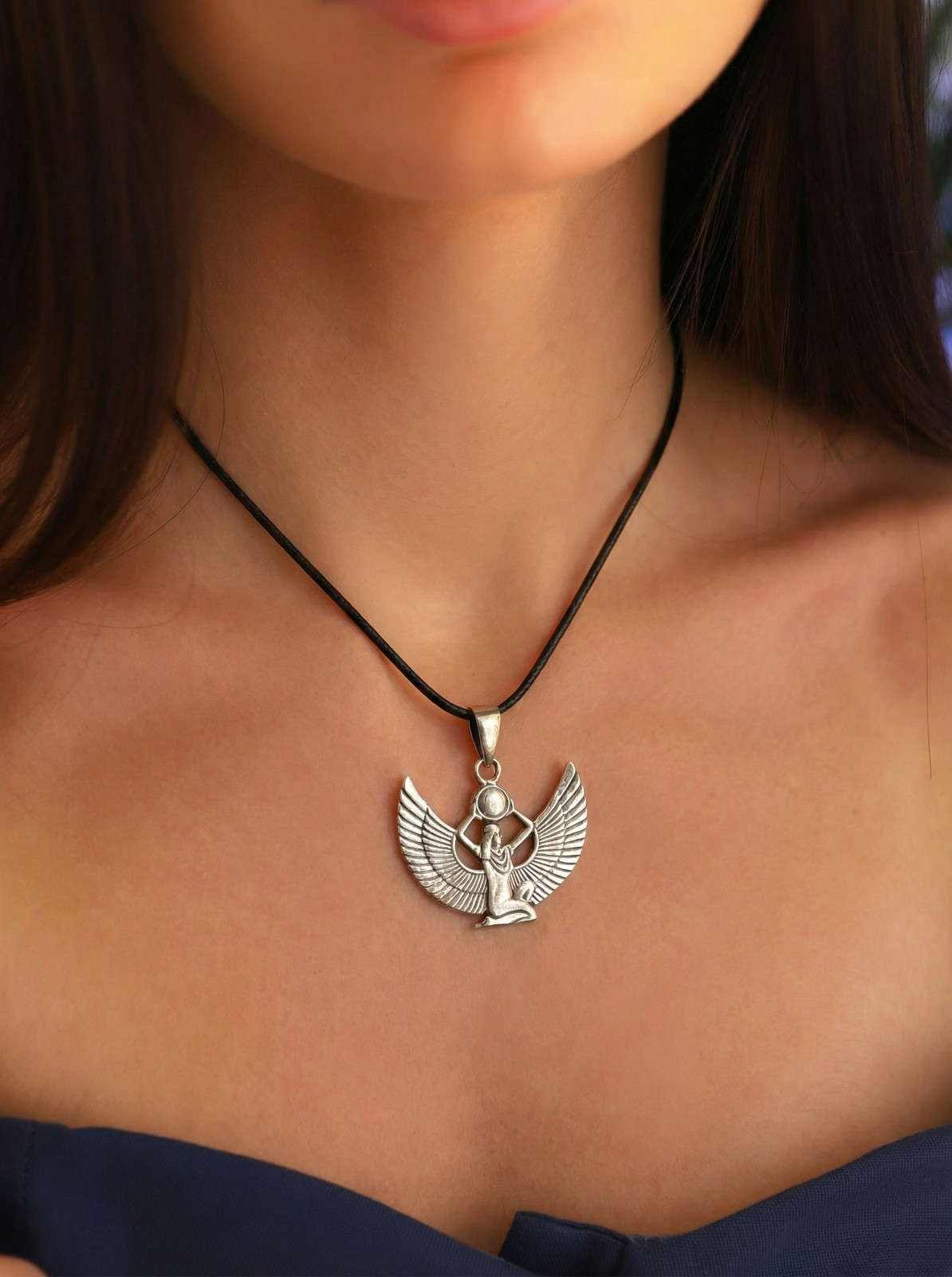 Isis necklace pendant – Egyptian goddess – Silver 900 – Egypt Amulet jewelry