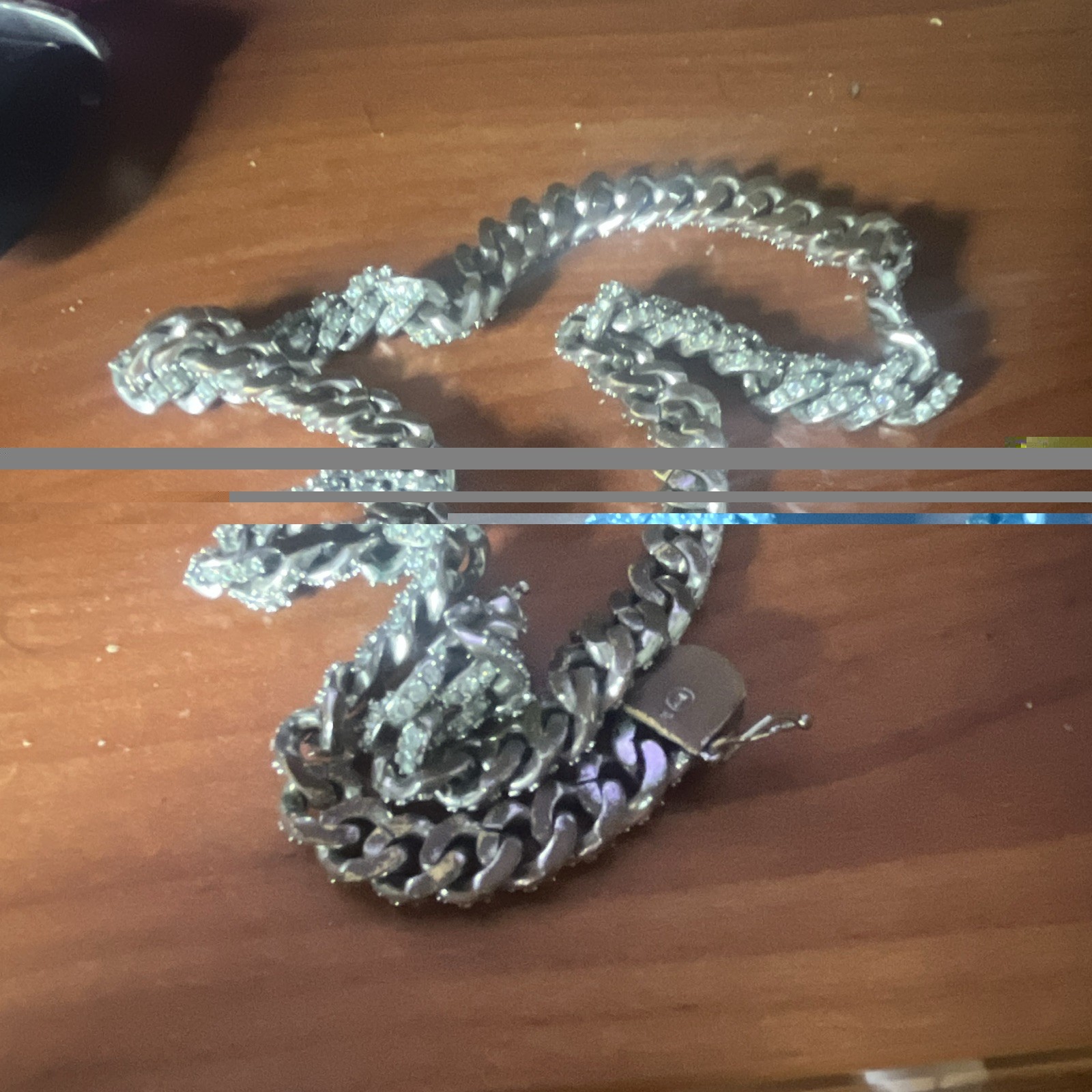 Silver Tone Metal Cuban Link Chain Necklace with Box Clasp Closure
