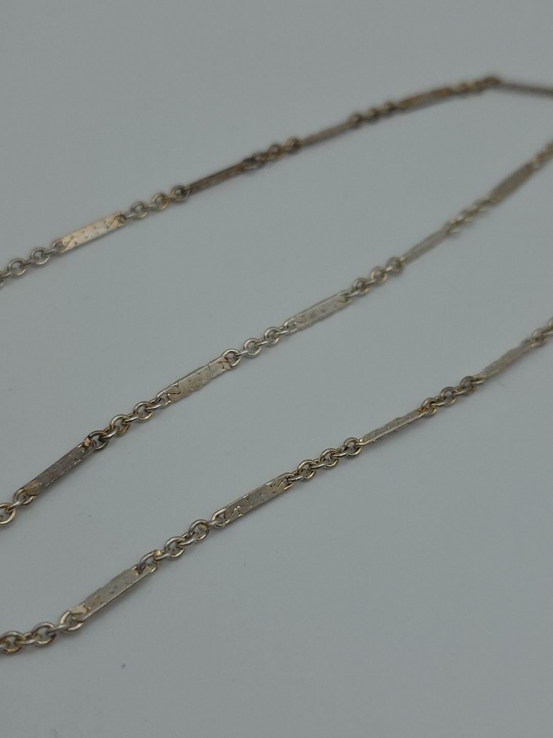 Vintage Sterling Silver 925 Bar Chain Necklace 15″ INCH 2mm 5.3 GRAMS