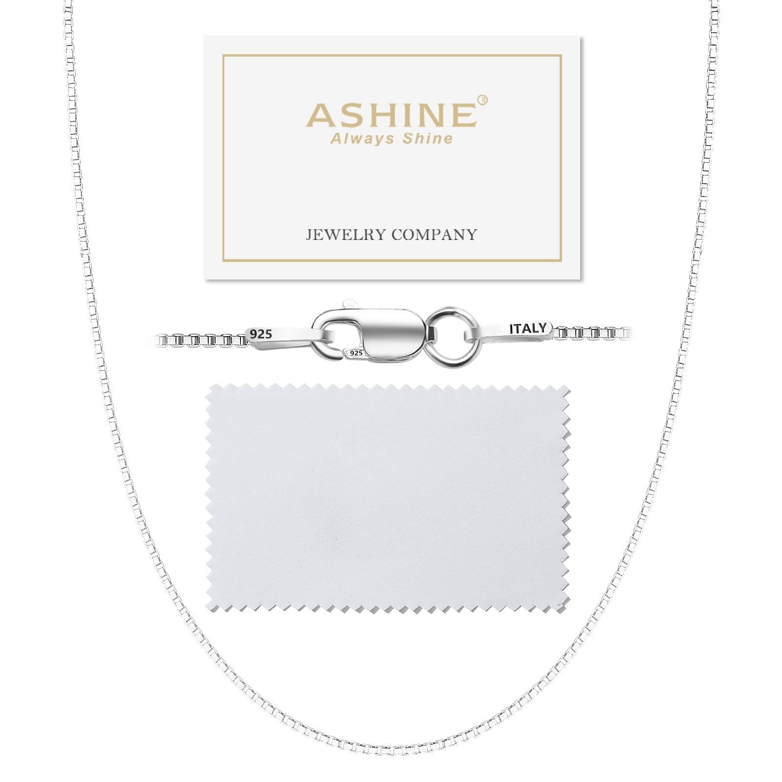 Dainty Sterling Silver Box Chain Necklace for Women, 1mm & 0.8mm, 16-36 Inch