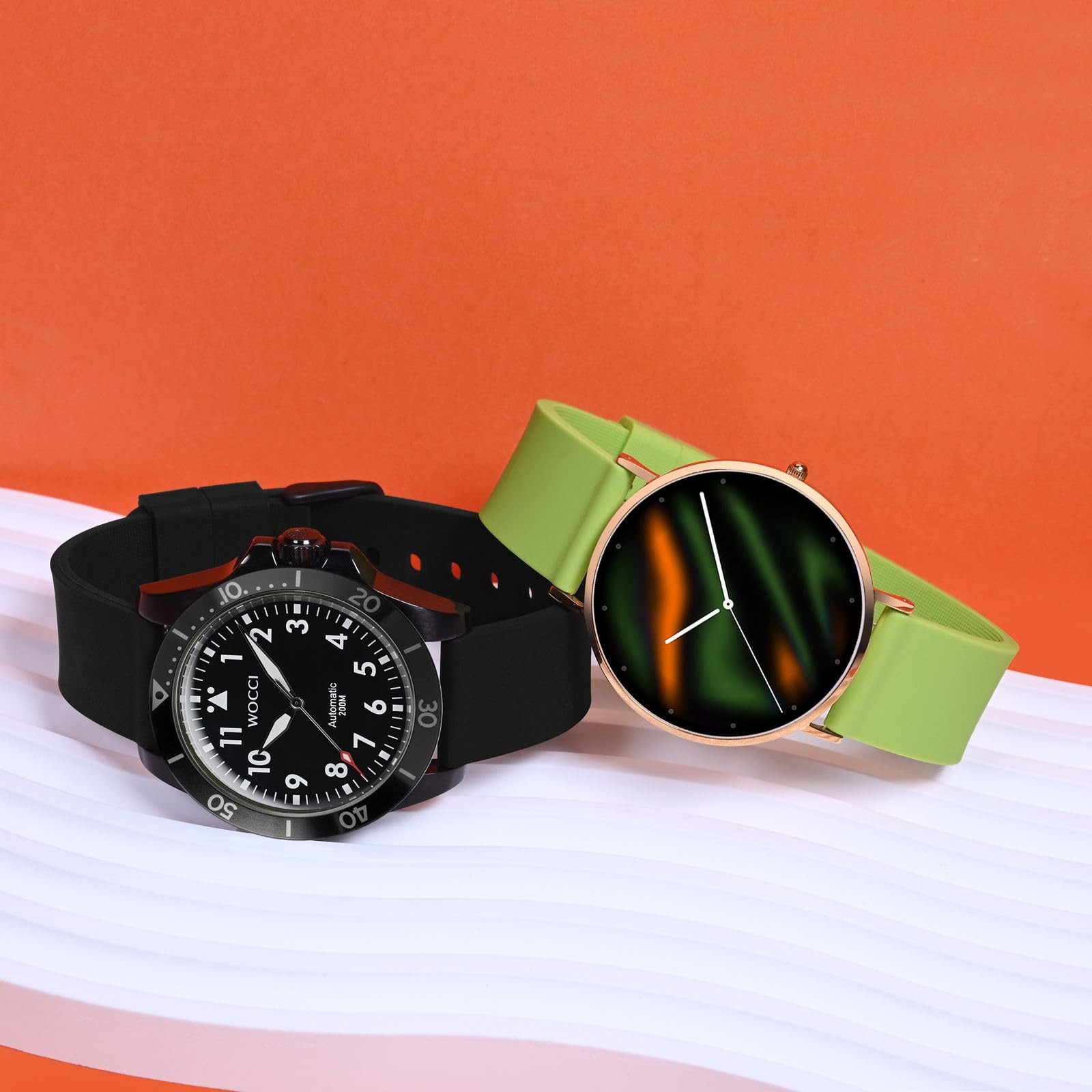 WOCCI 22mm Silicone Watch Band, Quick Release Rubber Replacement Strap with B…