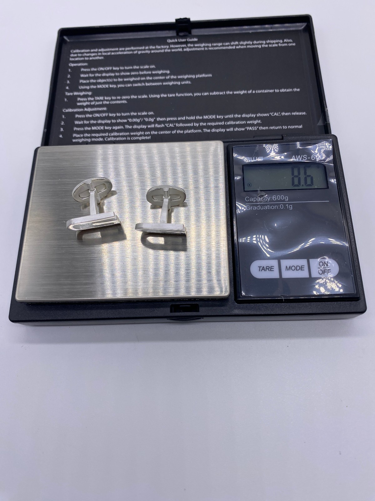 Gucci Cufflinks “G” Logo Sterling Silver 925 IN ORIGINAL BOX 8.6g, 1.7cm x 1.0cm