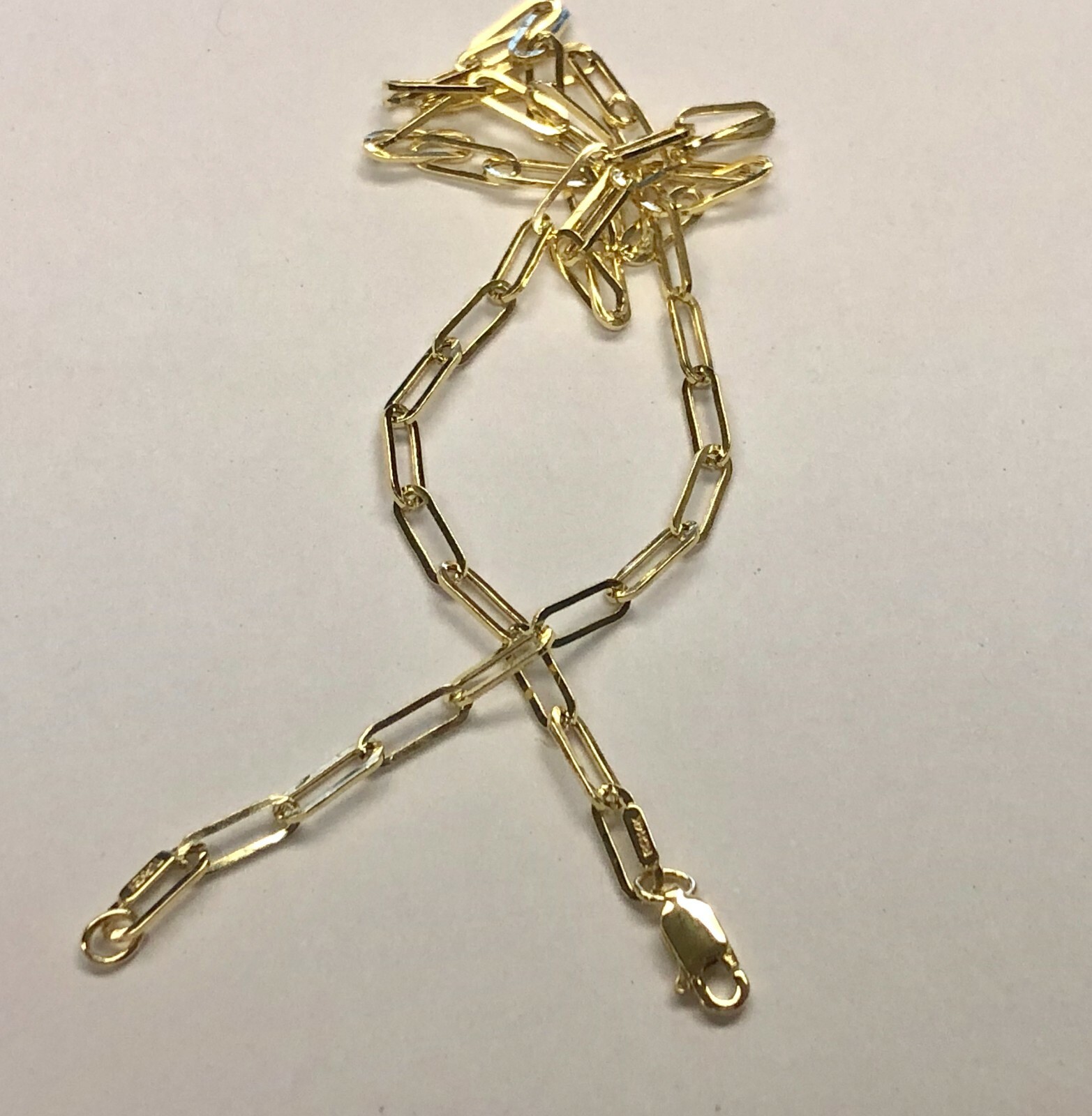 14k Yellow Gold Lite PAPERCLIP Cable Link Chain Necklace 20 Inch 3.7 Grams 3.5MM