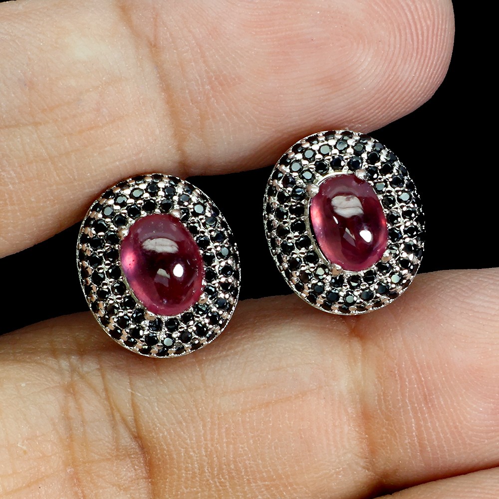 925 Sterling Silver Earrings Oval Ruby 7x5mm Spinel Natural Gemstone Jewelry