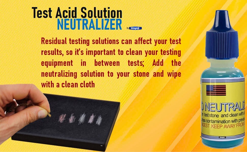 2Pc Gold Silver Test Acid Neutralizer 1/2 Oz. Bottle Solution Stone Cleaner